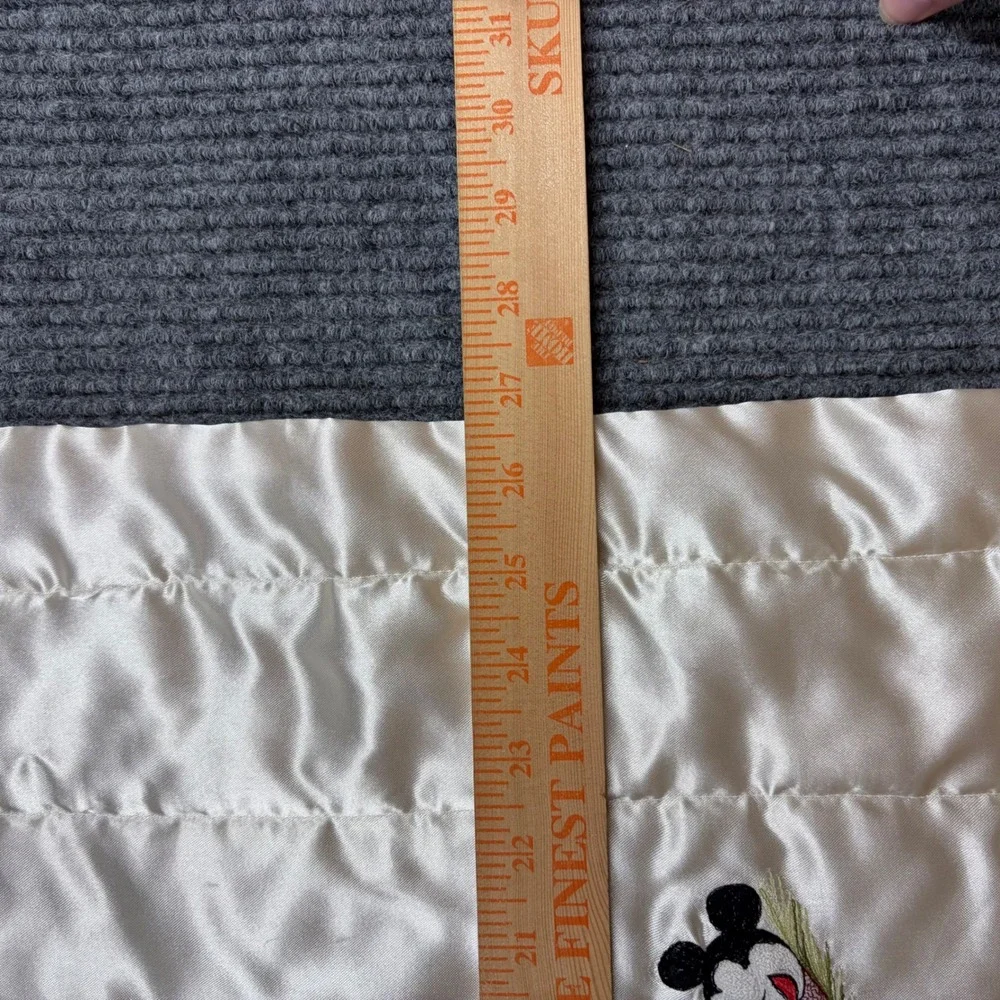 Vintage Disney Mickey Mouse Donald Duck Satin Baby Blanket Quilt Polka Dot Cream